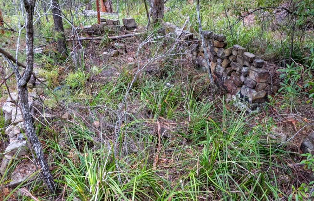 Interior of the stone cottage ruins